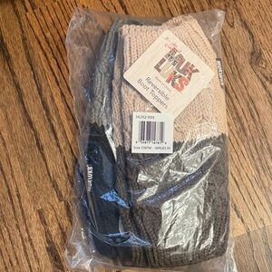Muk Luks 2 pairs of Reversible Boot Toppers - Black/Gray and Brown/Beige